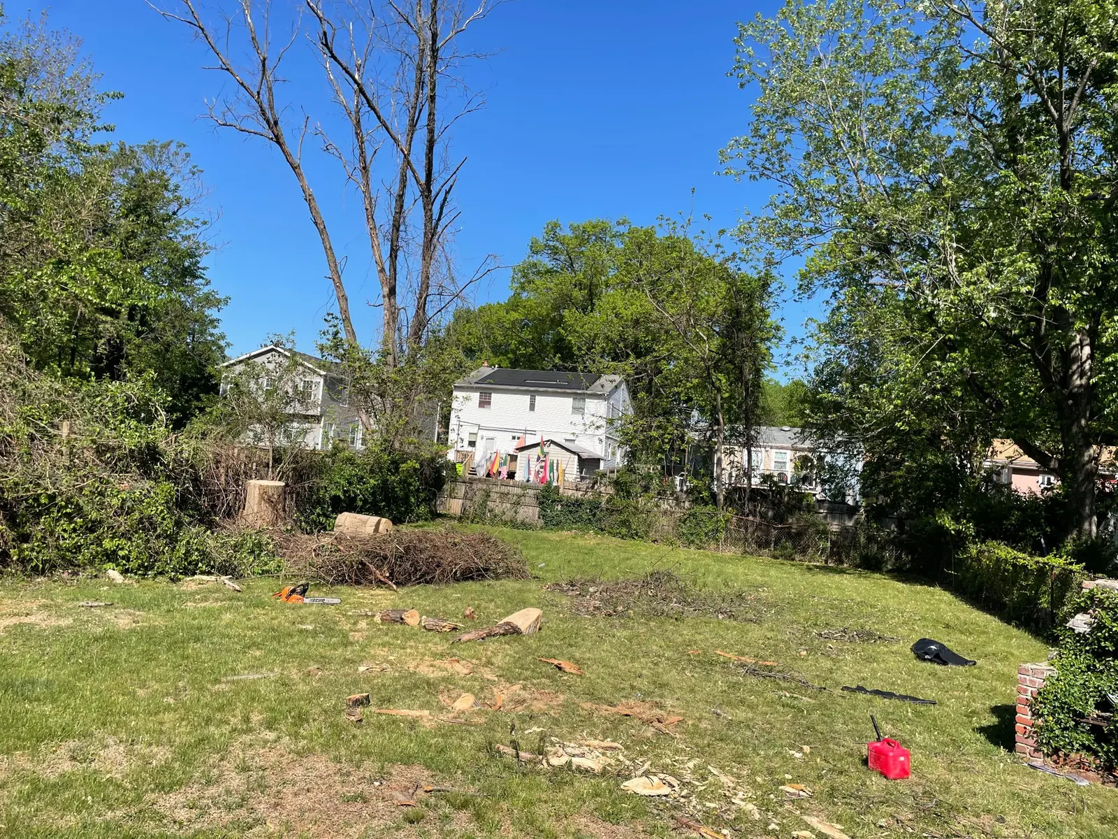 Cleared yard prepared for improvements